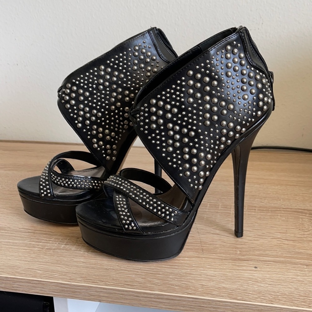 Bebe platform and stoned shoes